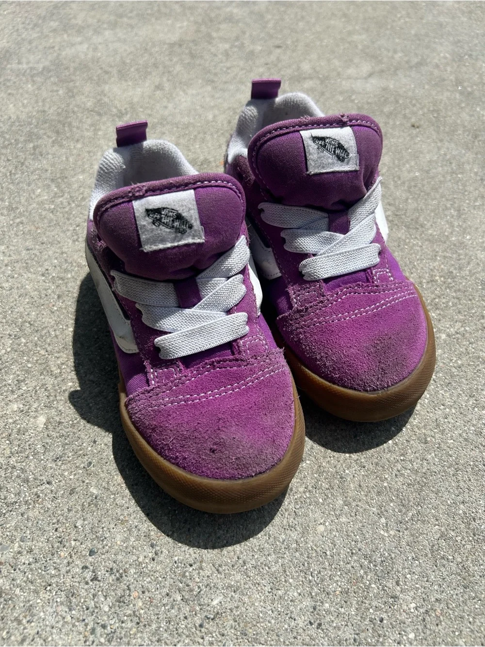 Vans Kids Purple Suede Skate Shoes with White Accents size 10